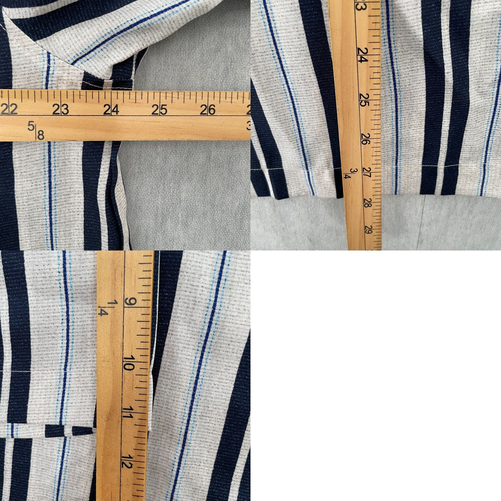 Reiss Reiss Shirt Adult XL White Navy Button Up Short Sleeve Wide Stripe Print Cuban Size US XL / EU 56 / 4 - 8 Thumbnail