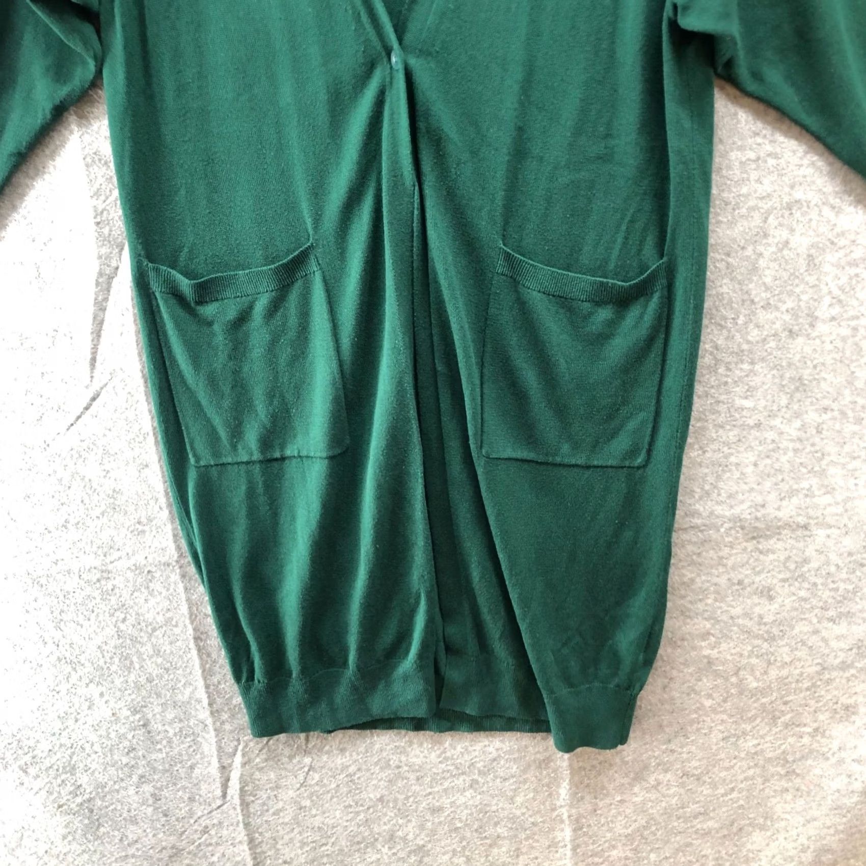 Uniqlo Uniqlo Cardigan Womens XS Forest Green V-Neck Button Front Lightweight Longline Knit Sweater Size XS / US 0-2 / IT 36-38 - 4 Thumbnail