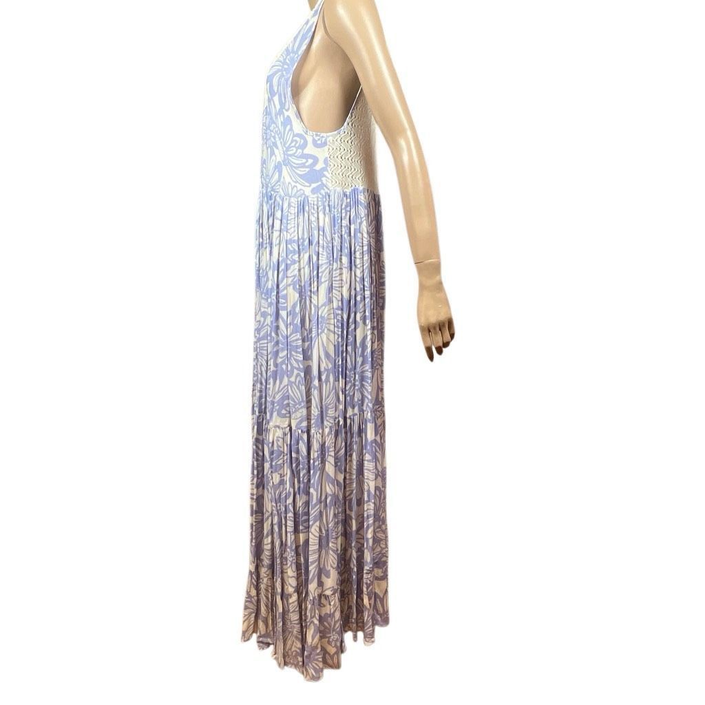 Free People Free People Blue White Floral Tiers for You Maxi Dress Croch Size XS / US 0-2 / IT 36-38 - 11 Thumbnail