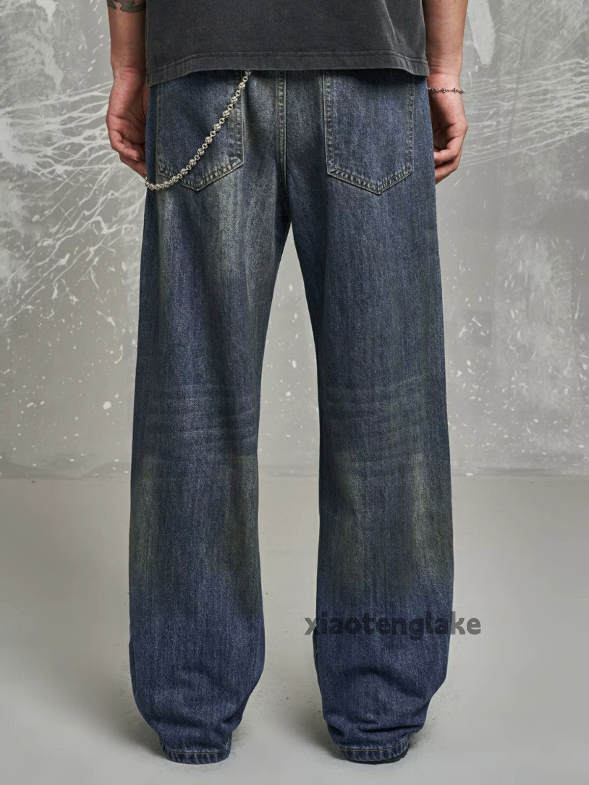 Jean × Vintage washed faded loose baggy skate hiphop stain jeans Size US 34 / EU 50 - 2 Thumbnail