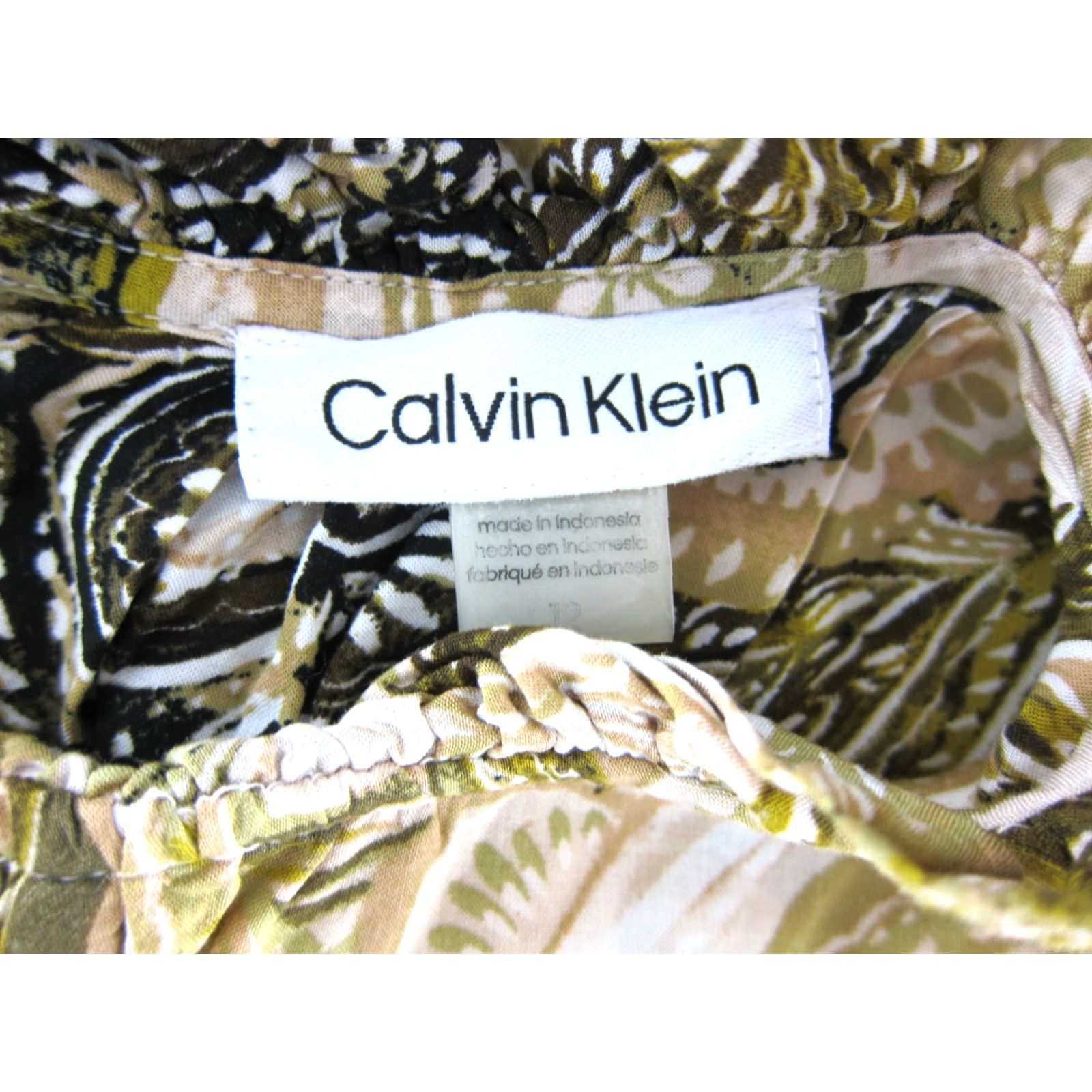 Calvin Klein Calvin Klein Dress Women Midi Sleeveless High Neck Pockets Floral Rayon Green 12 Size XL / US 12-14 / IT 48-50 - 3 Thumbnail