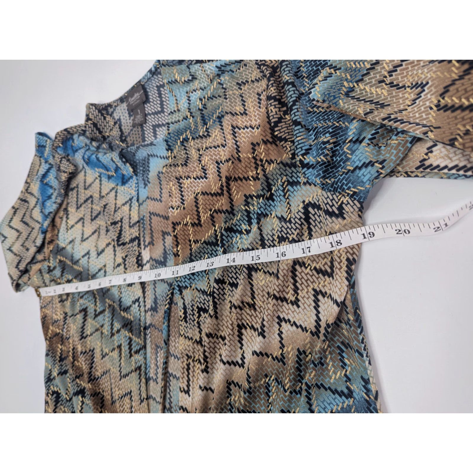 Vintage Chico's Travelers Long Cardigan Womens M/8 Chevron Print Front Tie Shirt Sweater Open Front All Seasons Lightweight Casual Womens Size M / US 6-8 / IT 42-44 - 6 Thumbnail