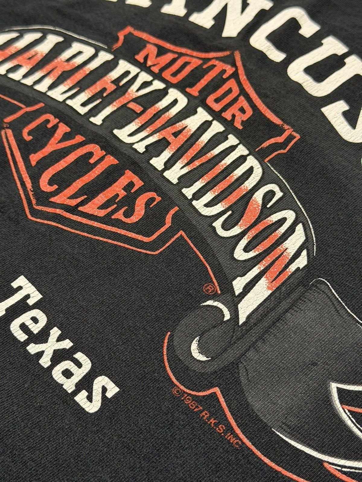 Harley Davidson Vintage 80s Harley Davidson Mancuso Houston TX 1987 FOTL Tee Size US XL / EU 56 / 4 - 9 Thumbnail