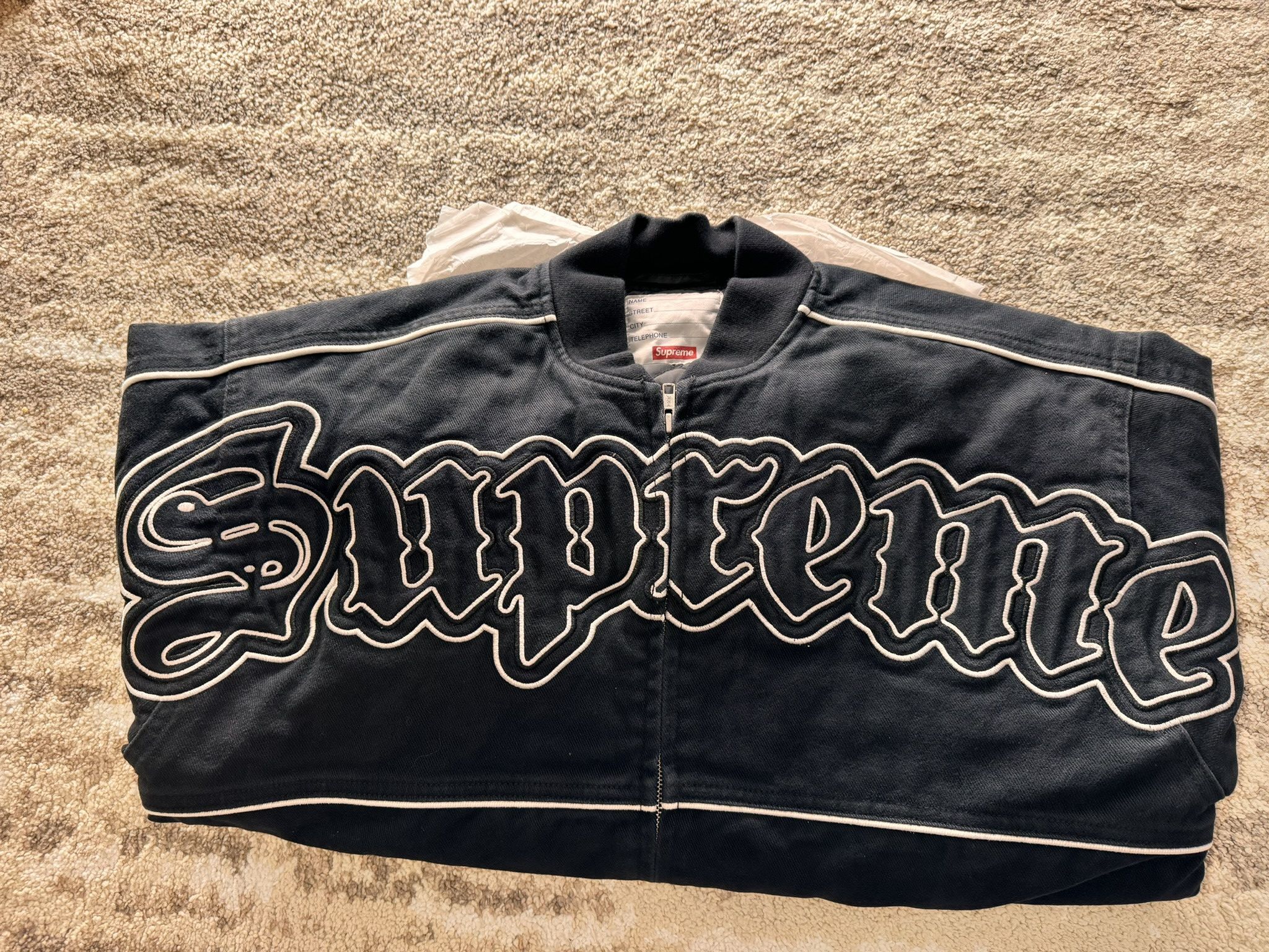 Supreme Twill Old English Varsity Jacket Black small
