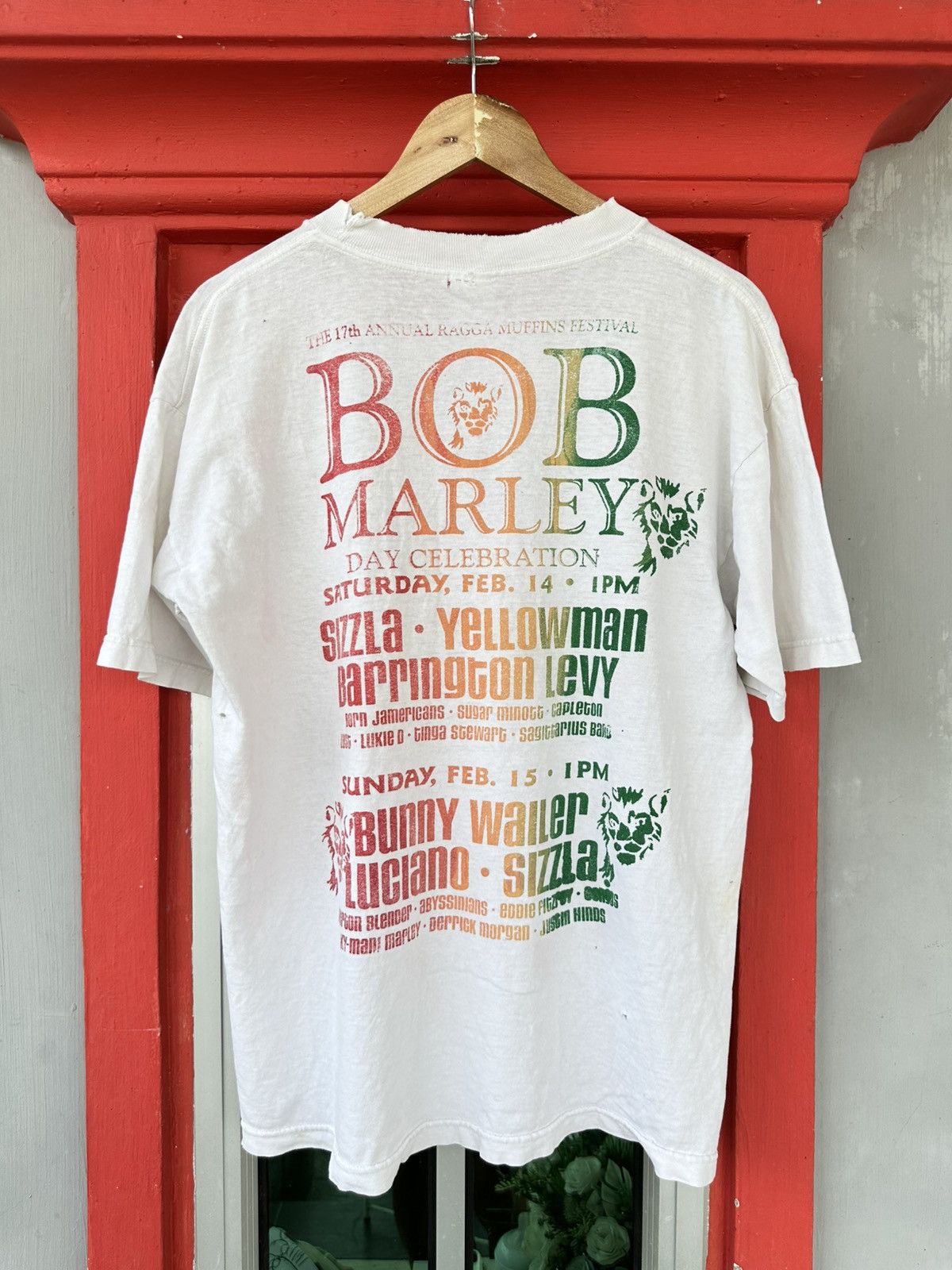 Bob Marley Distressed Vtg 90s Bob Marley “Day Celebration” Reggae Tee Size US L / EU 52-54 / 3 - 2 Thumbnail