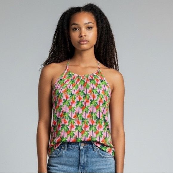 Other NWT “Bouffants & Broken Hearts” Linen Floral Halter Neck Top Size S / US 4 / IT 40 - 1 Thumbnail