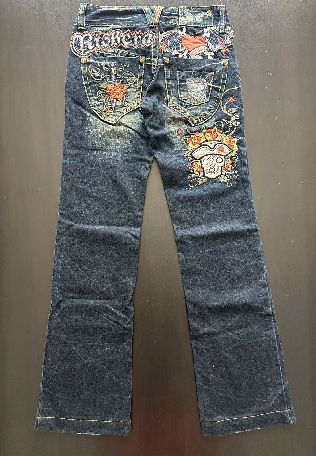If Six Was Nine Riobera Y2K Embroidered Flared Jeans Japanese Archive Punk Size 25" / US 0 / IT 36 - 5 Thumbnail