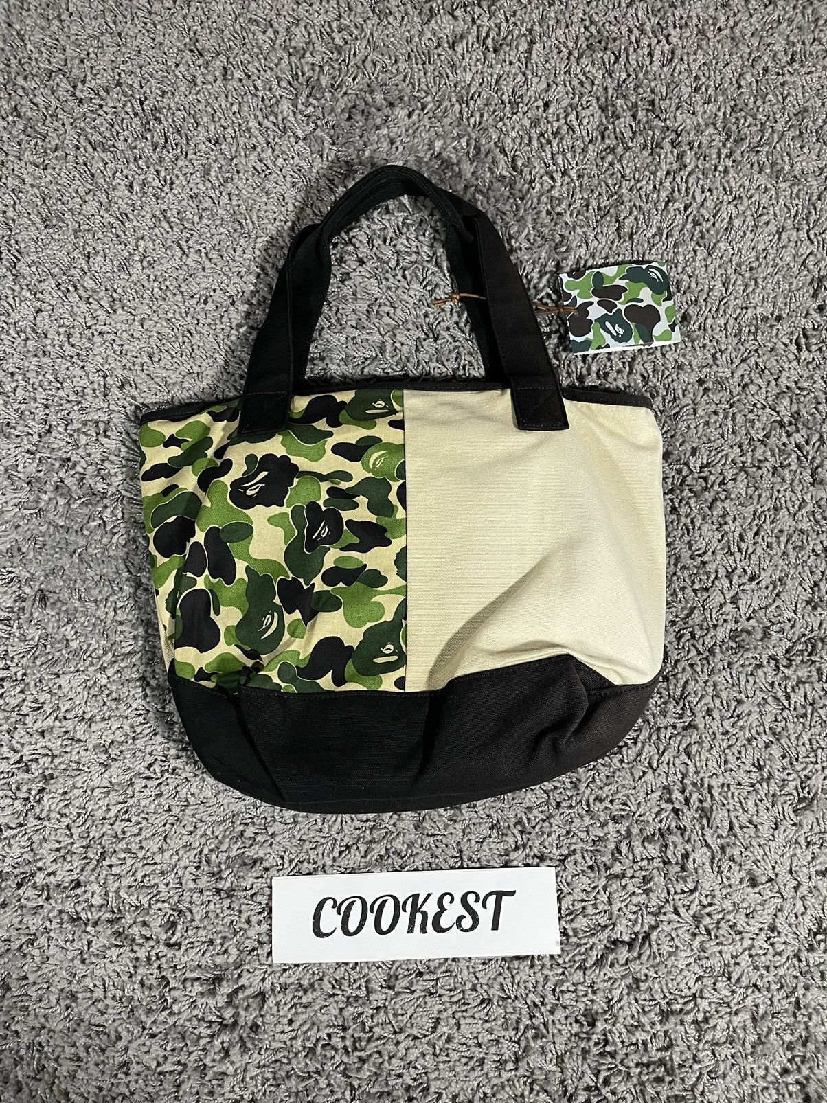 Bape BAPE Half ABC Camo Shark Face Tote Bag Green Ivory Size ONE SIZE - 6 Thumbnail