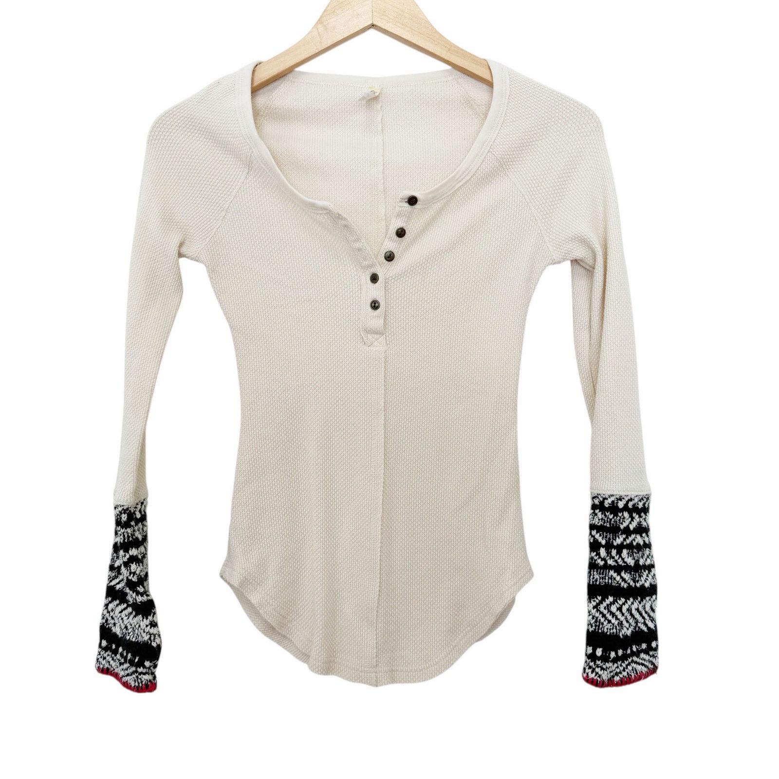 Free People Free People Alpine Cuff Sleeve Thermal Henley Sz XS Size XS / US 0-2 / IT 36-38 - 1 Thumbnail