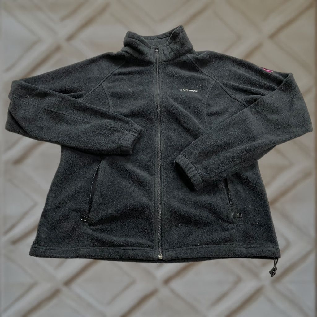 Vintage Columbia Tested Tough In Pink Fleece Jacket Womens XL Black Full Zip High Neck Sleeve Long Pocket Zipper Embroidered Logo Regular Jacket Size XL / US 12-14 / IT 48-50 - 1 Thumbnail