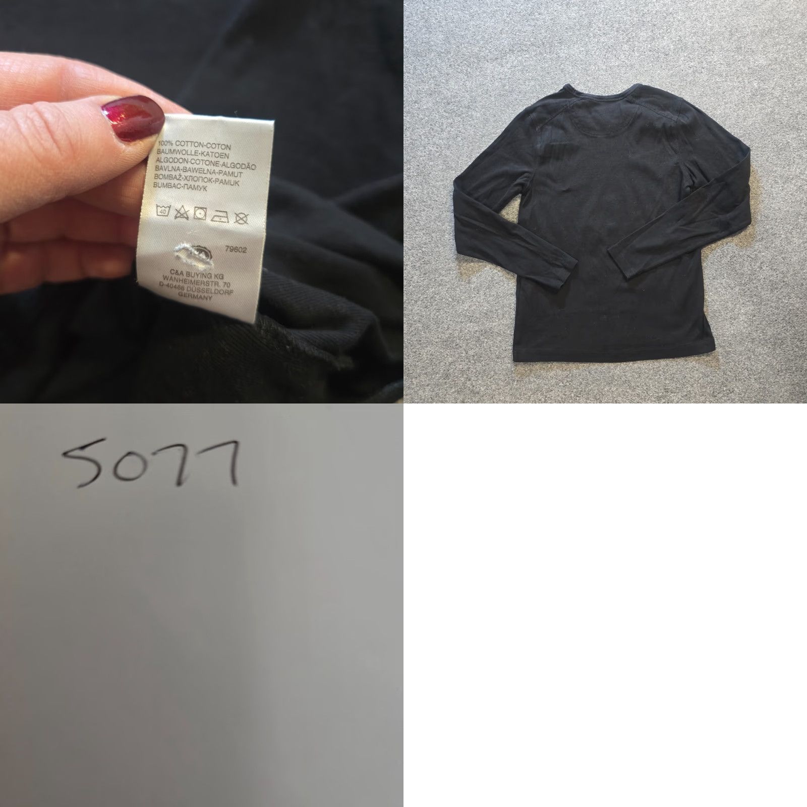 Vintage Angelo Litrico Top Womens Medium Black Long Sleeve Crew Neck Basic T-Shirt Shirt Casual Knit - Womens, Regular, Solid, Lightweight Size M / US 6-8 / IT 42-44 - 8 Thumbnail