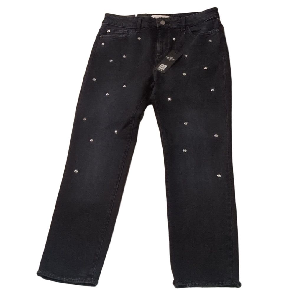 DL1961 DL1961 Mara Straight Ankle Studded Ocean Black Jeans Size 28 Size 28" / US 6 / IT 42 - 2 Thumbnail
