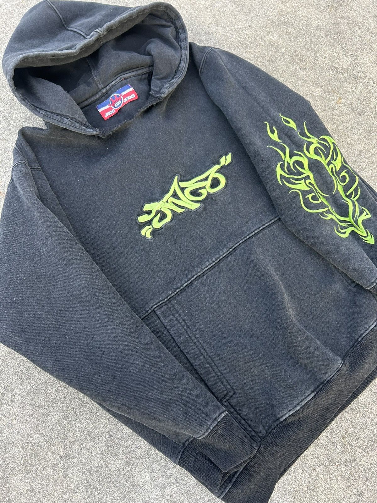 JNCO Vintage 90s Tribal Print Black&Green JNCO Hoodie Size S Size US S / EU 44-46 / 1 - 2 Thumbnail