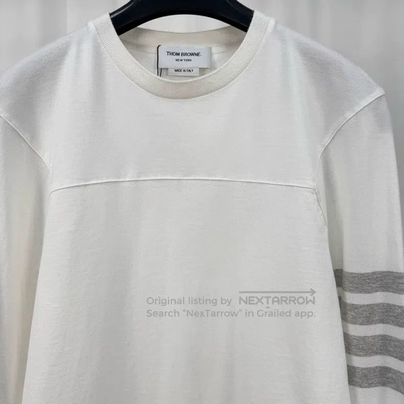 Thom Browne Thom Browne White and Grey Striped Long Sleeve Size US M / EU 48-50 / 2 - 3 Thumbnail