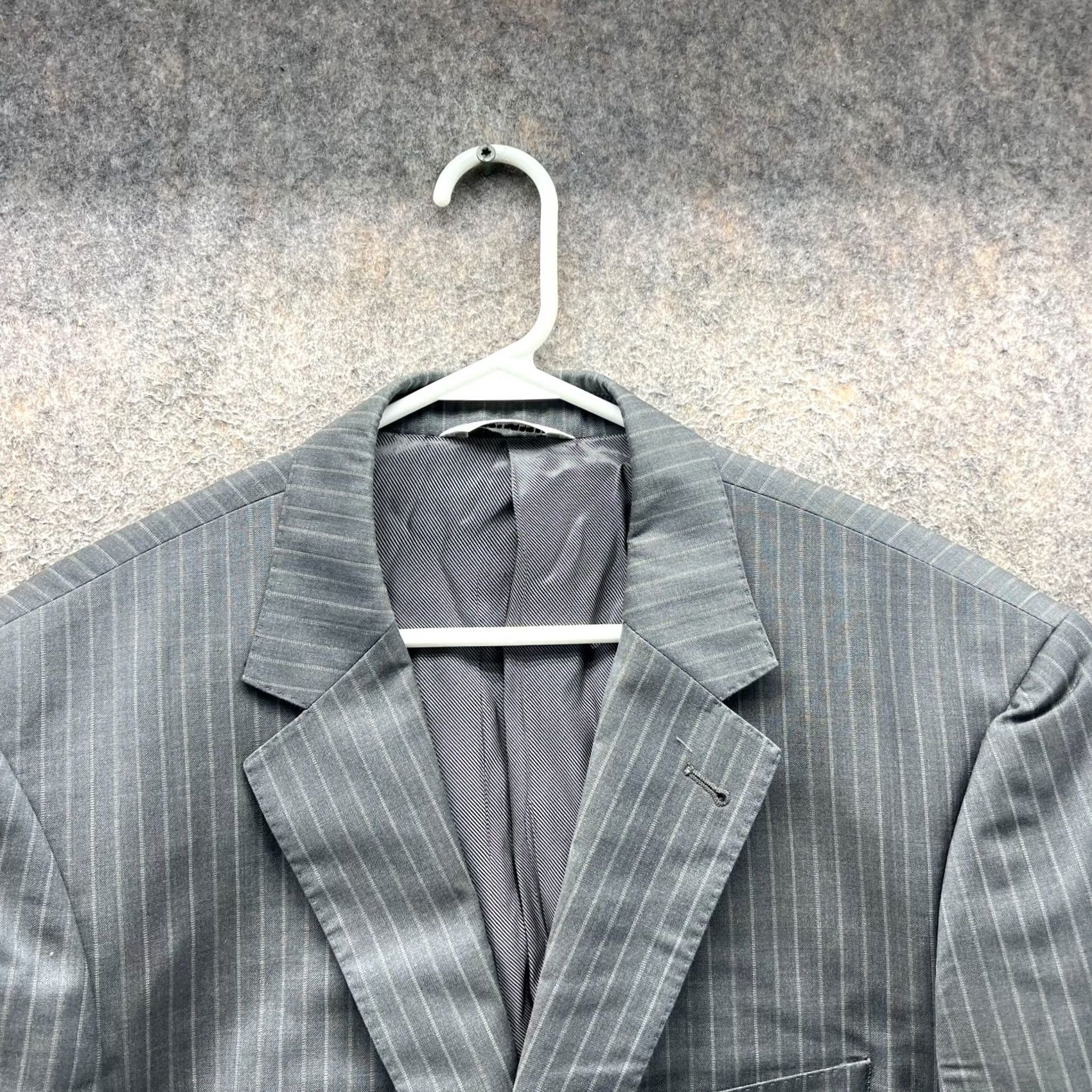Vintage Jhane Barnes Blazer Men 44L Gray Wool 2 Button Notch Lapel Single-Breasted Sport Coat Jacket Long Tailored Vintage: No Boys, Girls, etc. Size 44R - 3 Thumbnail