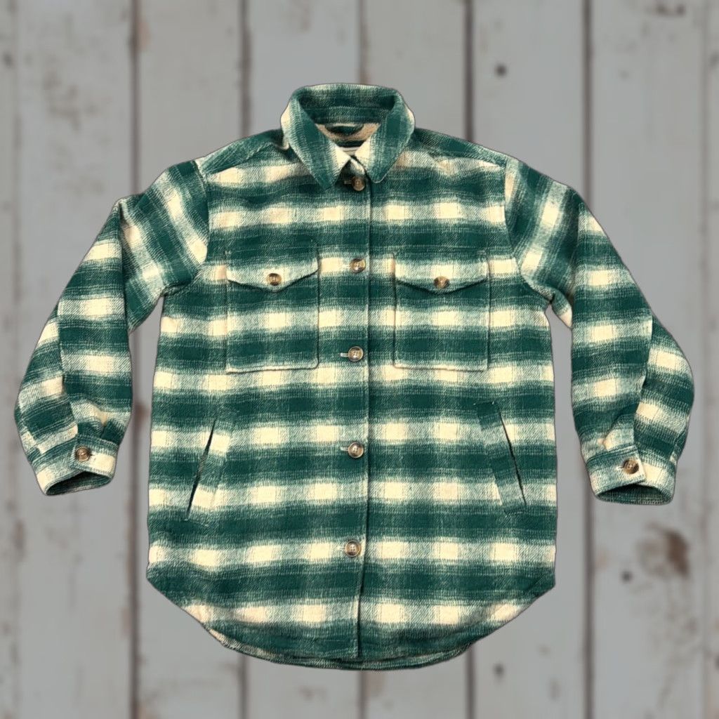 American Eagle Outfitters VINTAGE American Eagle Outfitters Jacket Mens S Green Plaid Flannel Sherpa Lined Shacket Size US S / EU 44-46 / 1 - 1 Thumbnail