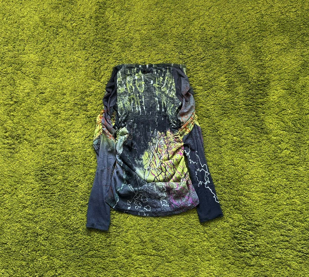 Designer × Vintage Save the Queen Y2K vintage mesh puff sleeve longsleeve Size L / US 10 / IT 46 - 2 Thumbnail