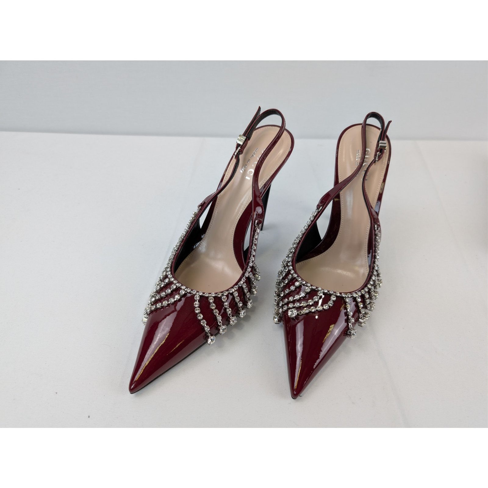Gucci o1rshd1 Vernice crystal patent leather slingback pump Sandal Size US 9.5 / EU 42-43 - 9 Thumbnail