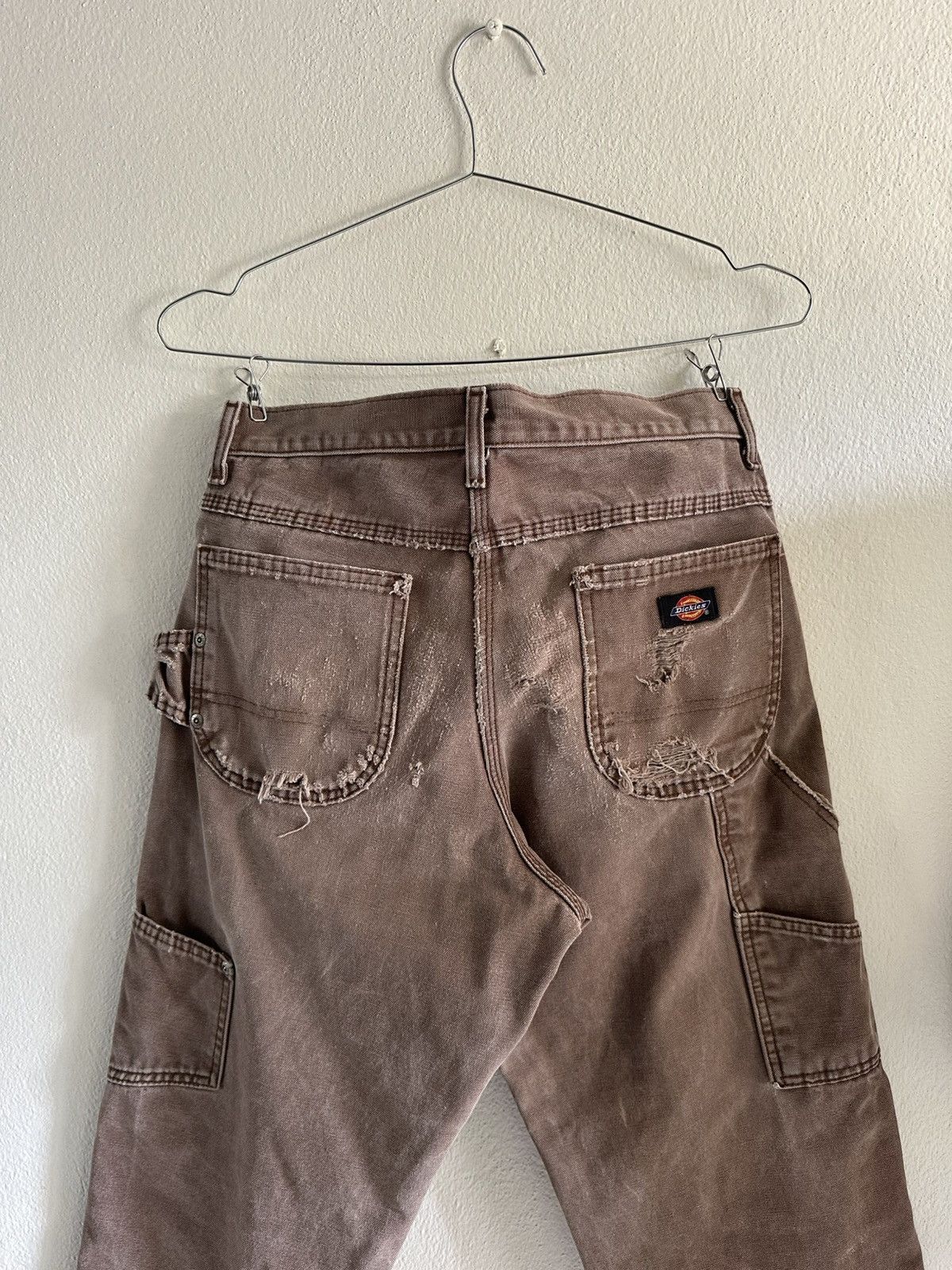 Dickies (31x30) Trashed Dickies Carpenter Pants Dark Brown Size US 31 - 9 Thumbnail