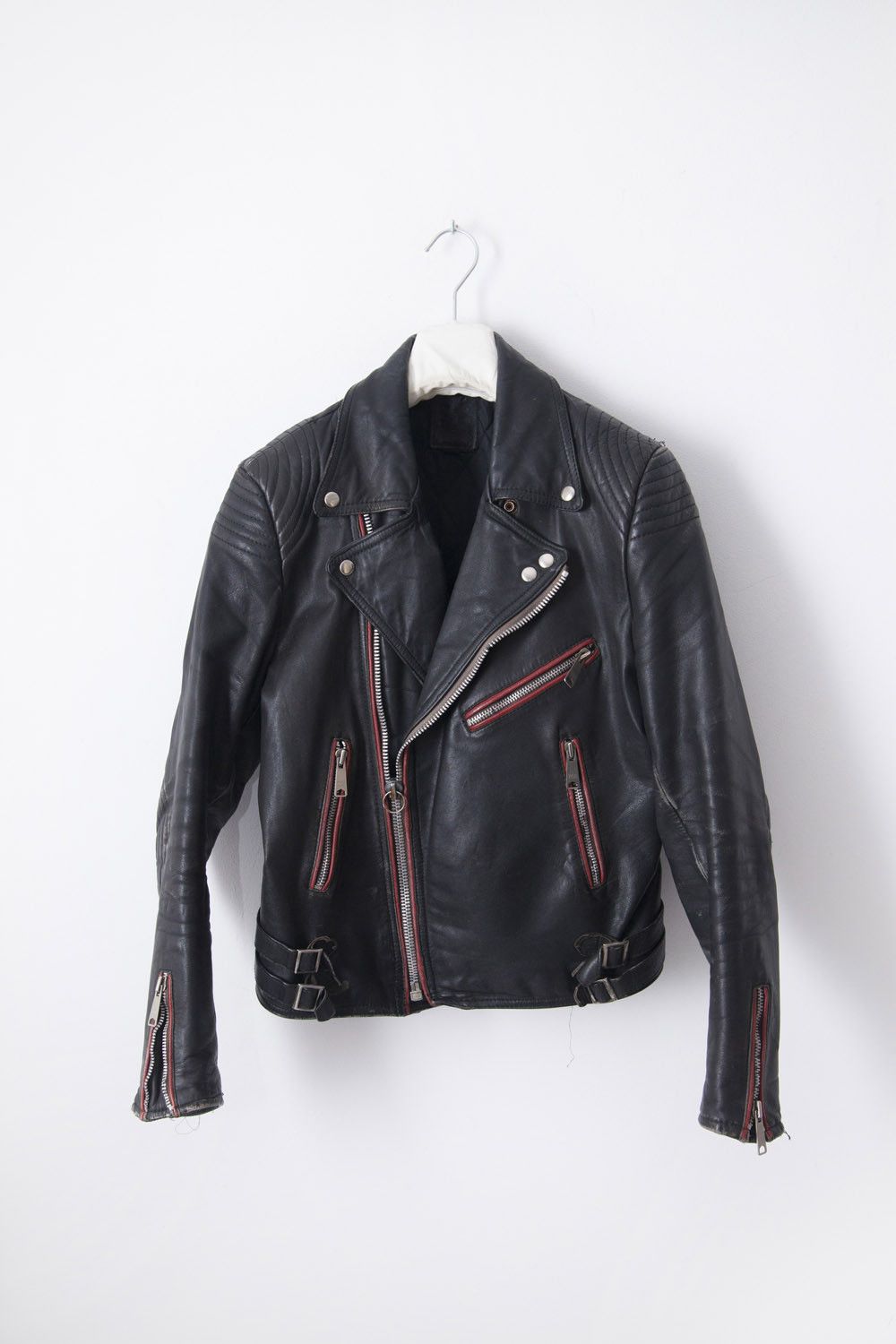 Vintage Vintage 1980's black/red leather biker jacket Size US S / EU 44-46 / 1 - 1 Thumbnail