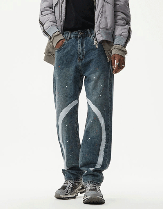 Japanese Brand × Jean American retro graffiti ink loose casual baggy jeans Size US 32 / EU 48 - 2 Thumbnail