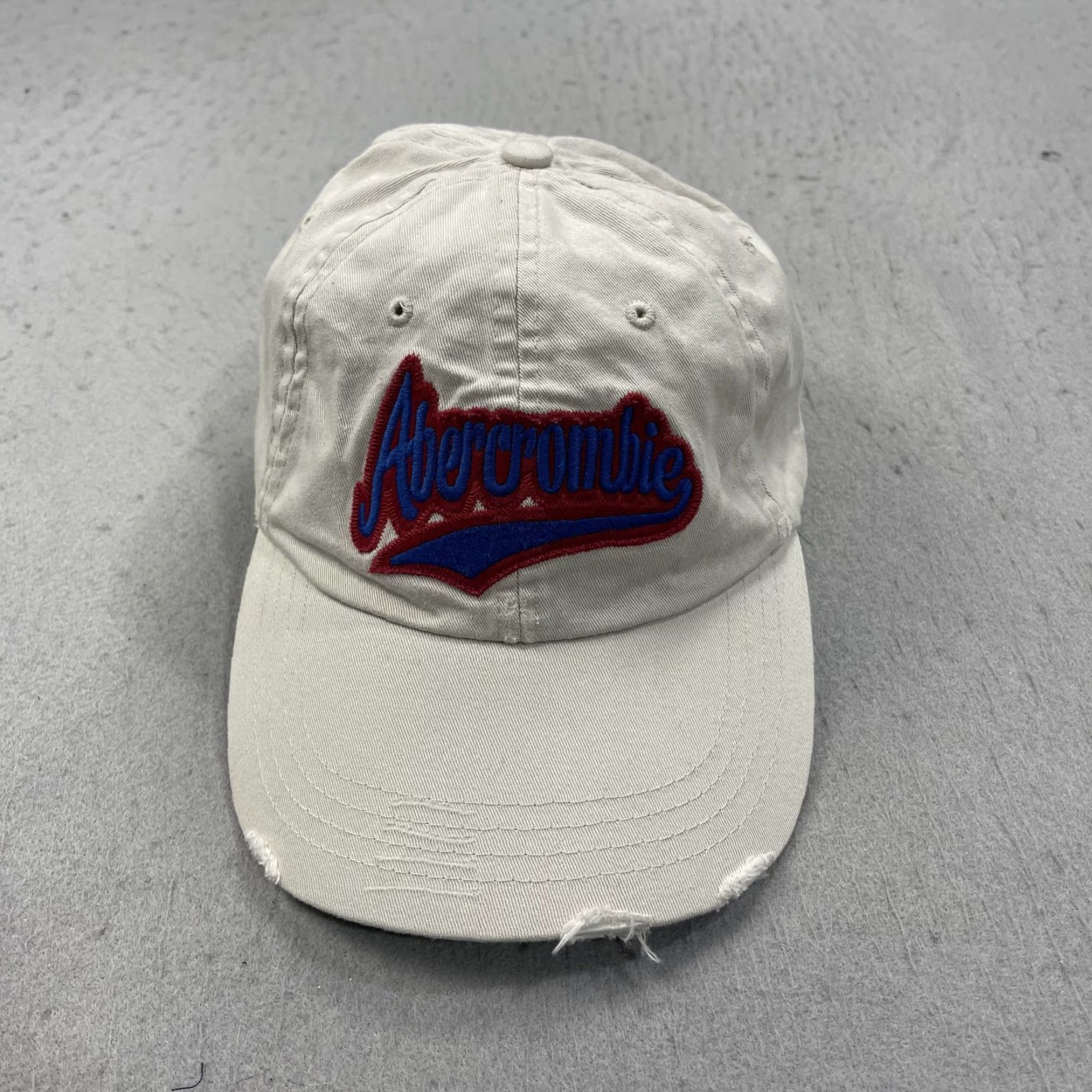 Abercrombie & Fitch VINTAGE Abercrombie & Fitch Hat Adult Beige Script Distressed Dad Cap 90s Y2K Size ONE SIZE - 2 Thumbnail