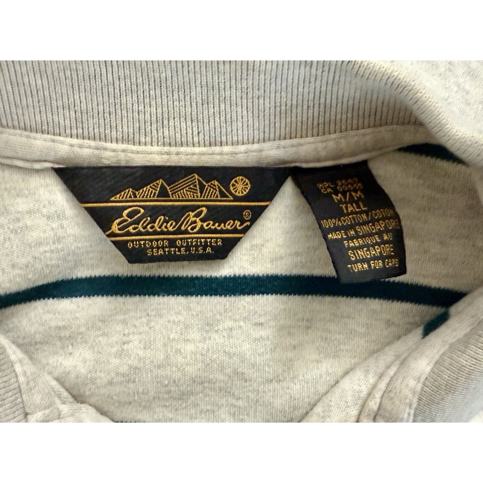 Eddie Bauer Vintage Eddie Bauer Rugby Shirt Men's MT Cream Green Stripe Size US M / EU 48-50 / 2 - 8 Thumbnail