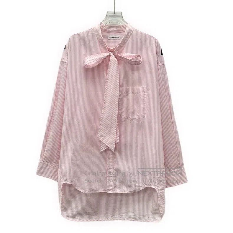 Balenciaga Balenciaga Pink Striped Back Lettering Printed Tie Bow Cot Size XXS / US 00 / IT 34 - 1 Thumbnail