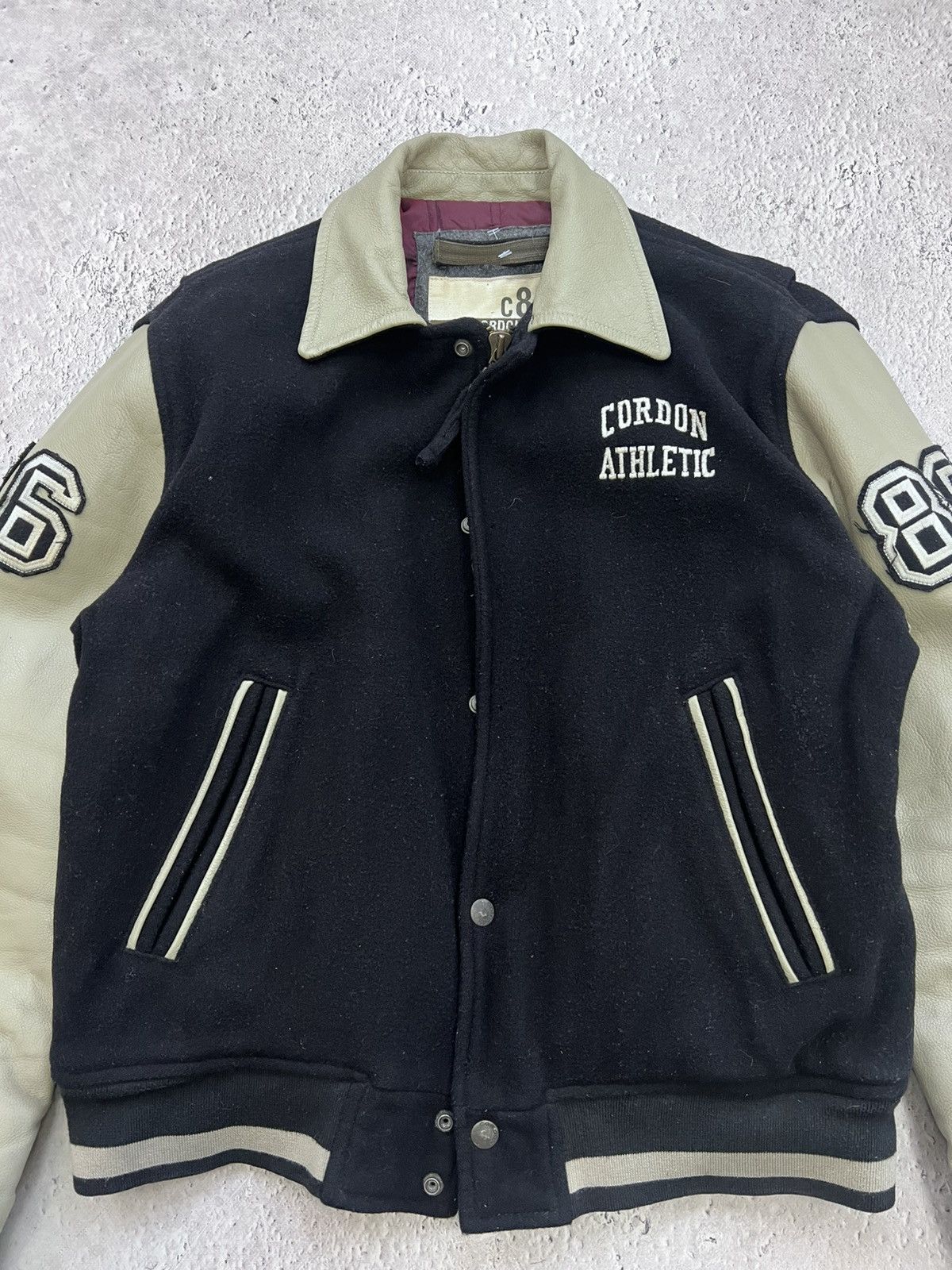 Japanese Brand × NBA Vintage 80's LEATHER Japan Leather Wool Varsity Jacket Size US L / EU 52-54 / 3 - 5 Thumbnail