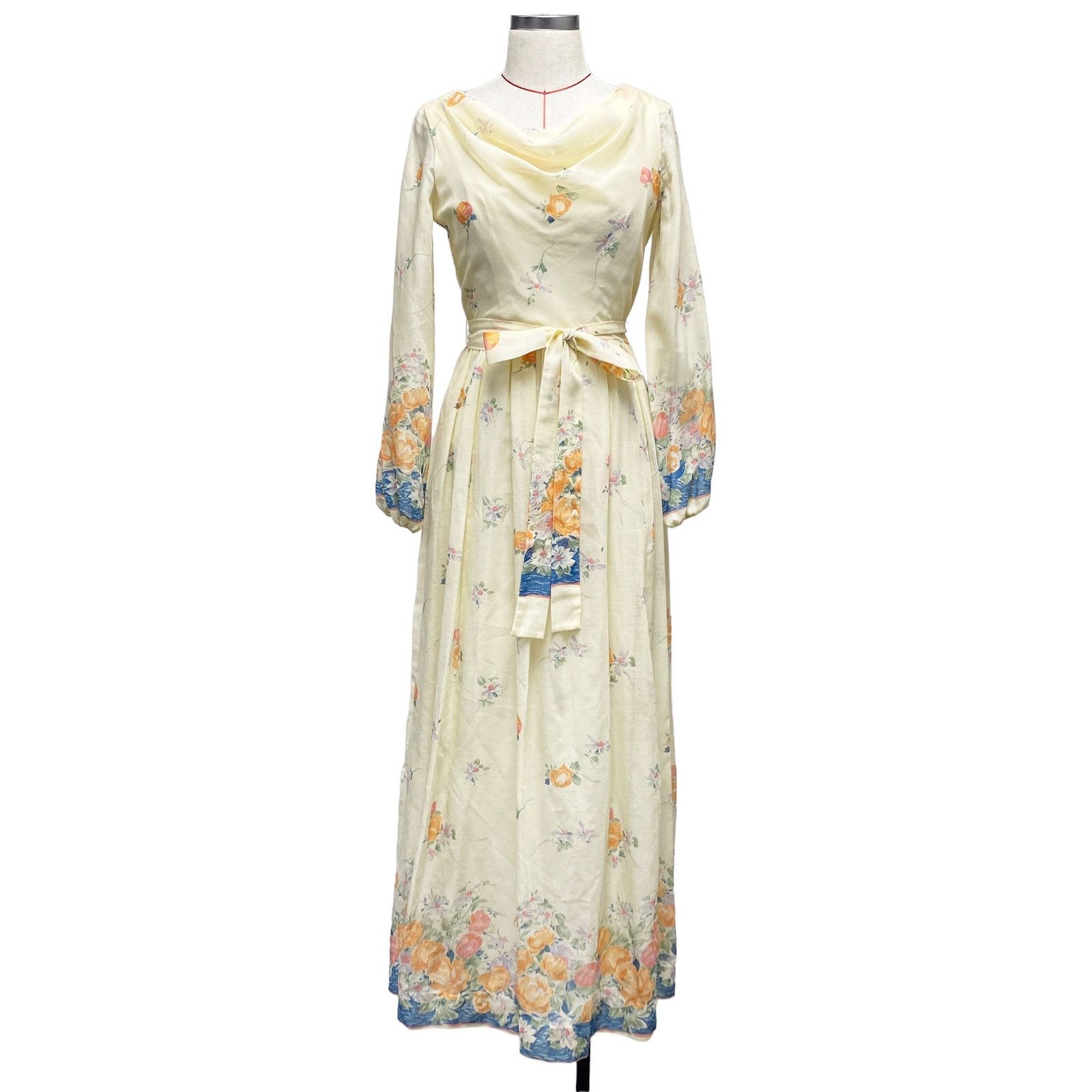 Vintage Vintage Miss Elliette Floral Draped Boat Neck Maxi Dress Size L / US 10 / IT 46 - 2 Thumbnail