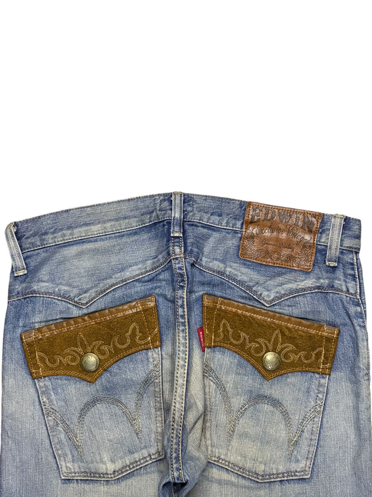Edwin Exclusive Vintage Edwin XV Faded Wash Distress Loose Jeans Size US 36 / EU 52 - 8 Thumbnail