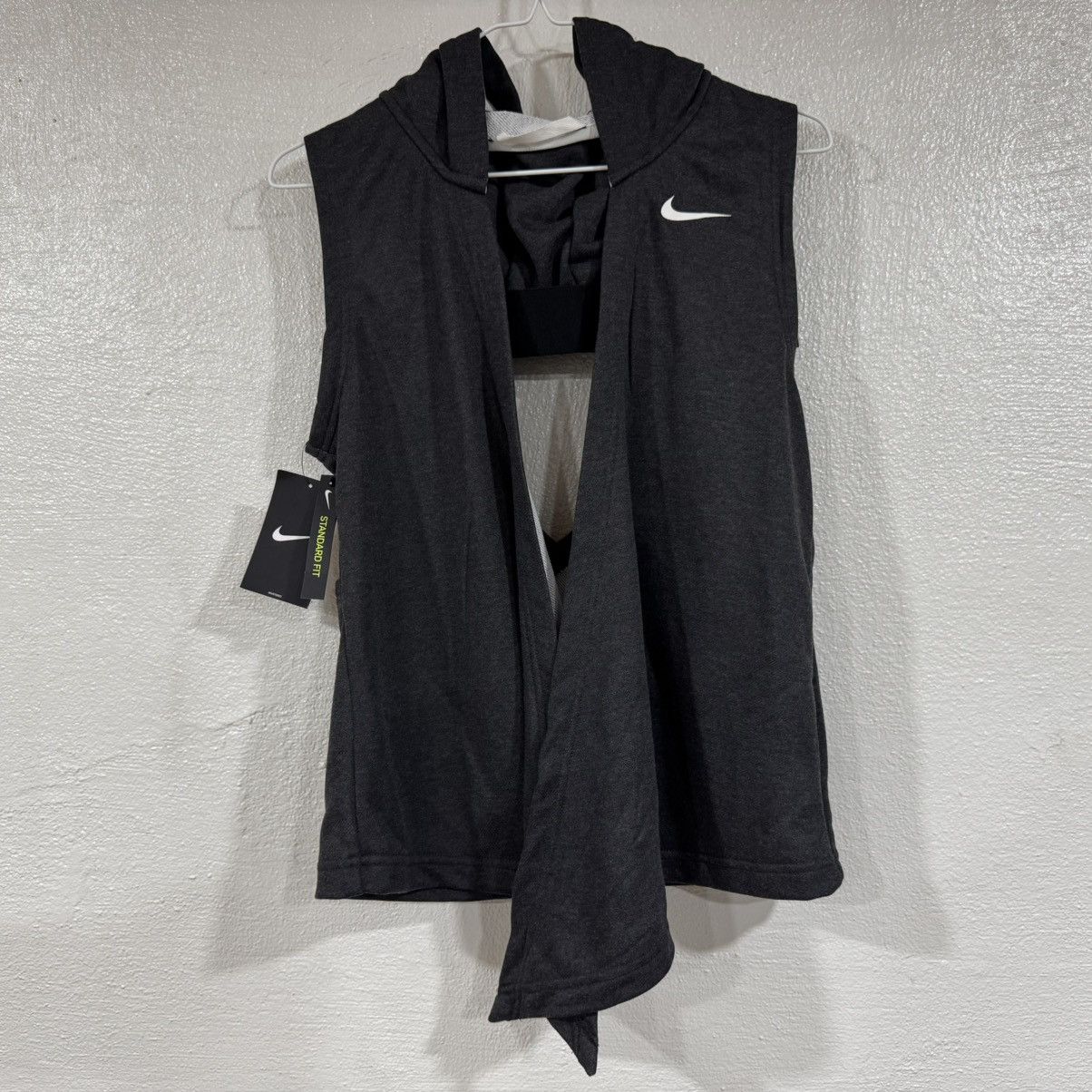 Nike Nike Girls Youth Tie Hoodie Vest AR0445-010 Size Med Gray Size M / US 6-8 / IT 42-44 - 1 Thumbnail