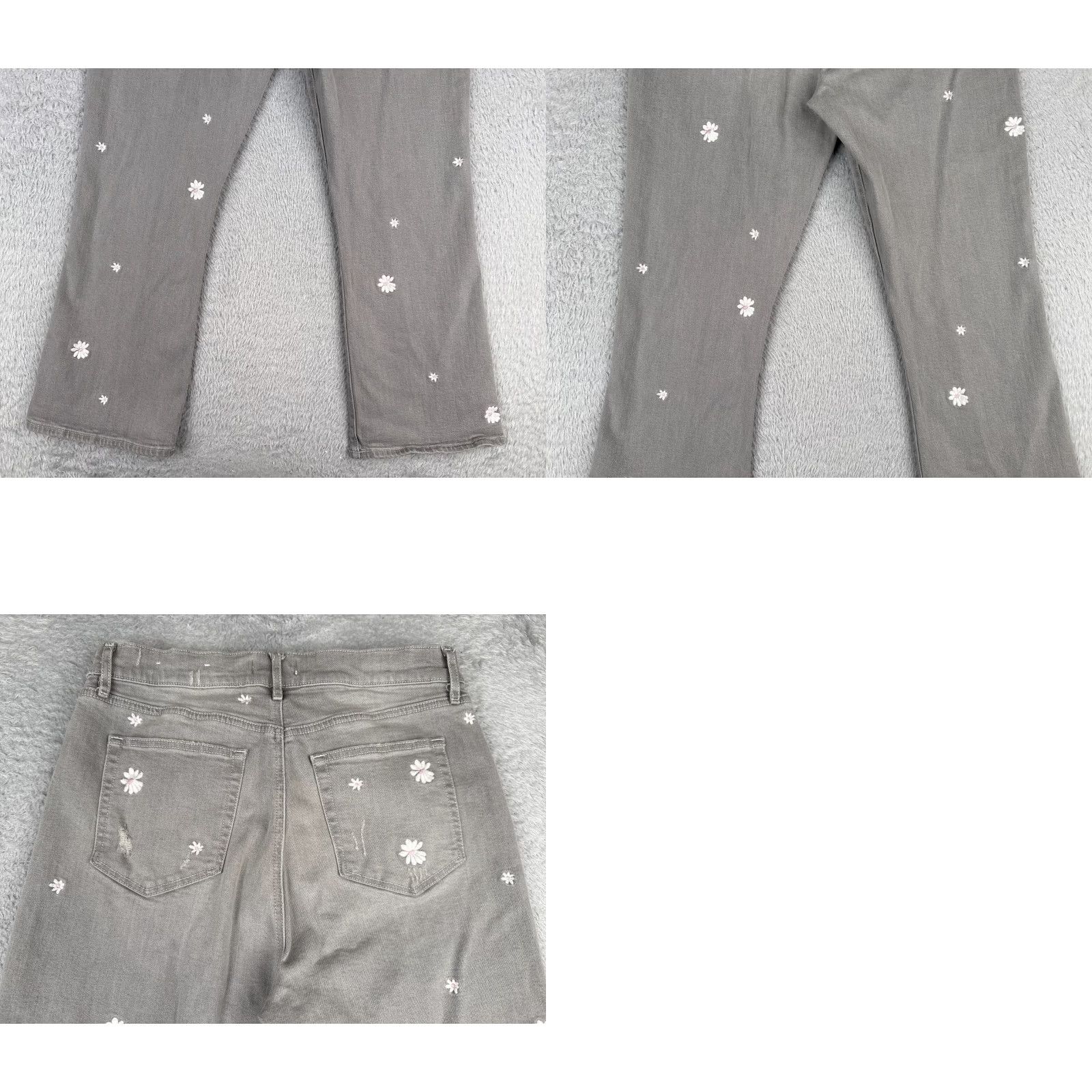 Loft Loft Jeans Women 10 Gray Embroidered Floral Bootcut High Rise Cotton 30x26 Denim Jeans Womens Size 32" / US 10 / IT 46 - 10 Thumbnail