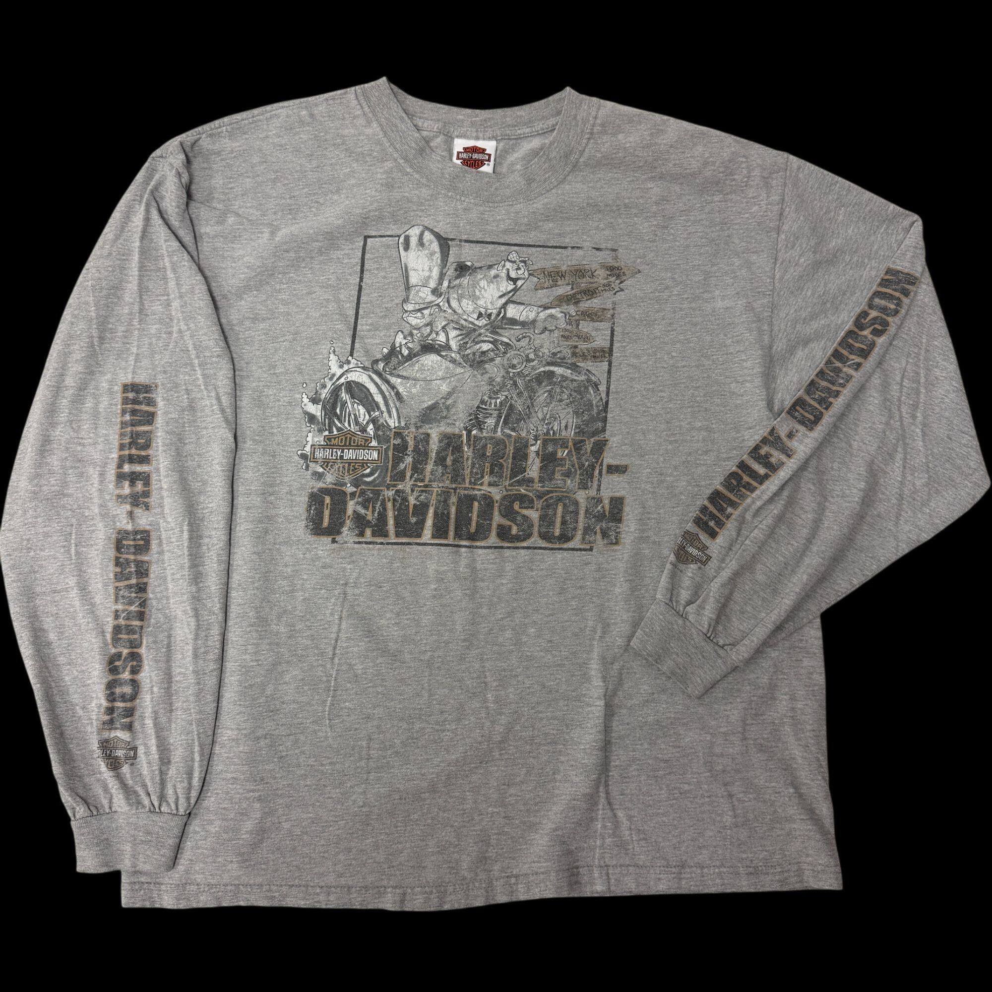 Harley Davidson H-D 2005 LOONEY TUNES Motorcycle Biker SPELLOUT L/S Shirt 2X Size US XXL / EU 58 / 5 - 4 Thumbnail