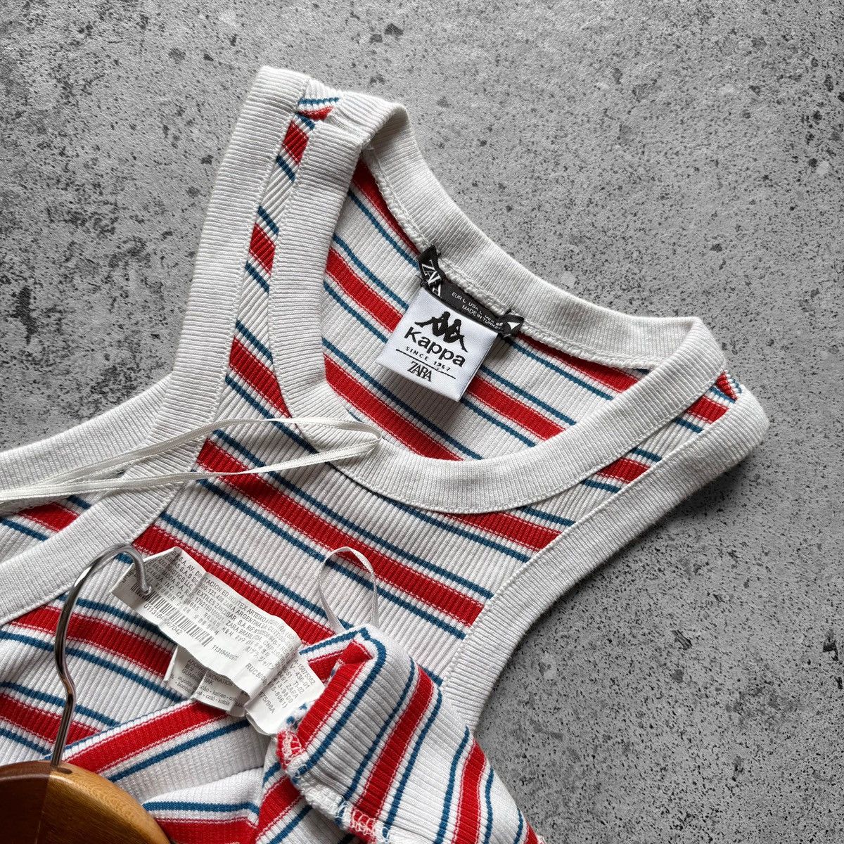 Kappa × Zara Kappa x Zara Womens Striped Cropped Tank Top Red/White Size L / US 10 / IT 46 - 4 Thumbnail