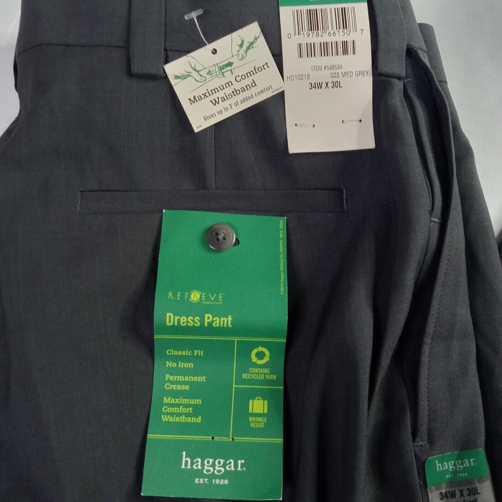 Haggar Haggar Comfort Dress Pants Men's 34x30 Gray Classic Fit Size US 34 / EU 50 - 2 Thumbnail
