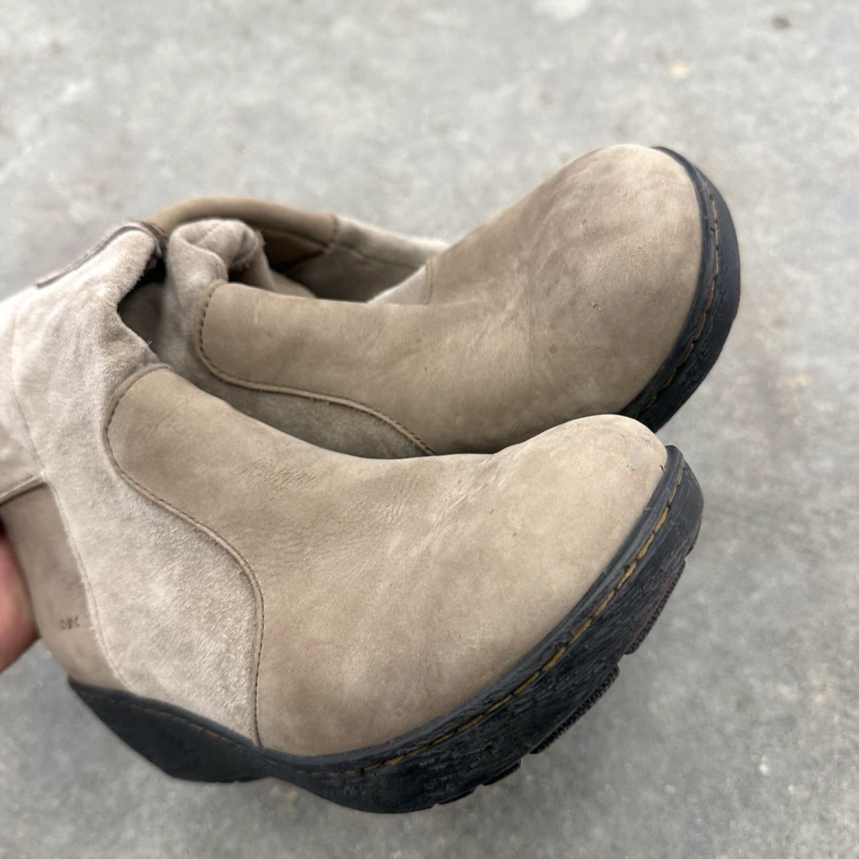 Born BORN Boots Patchwork Block Heel Beige Brown Suede Boho Festival Sz 9.5 M Women's Shoe Size US 10 / IT 40 - 5 Thumbnail