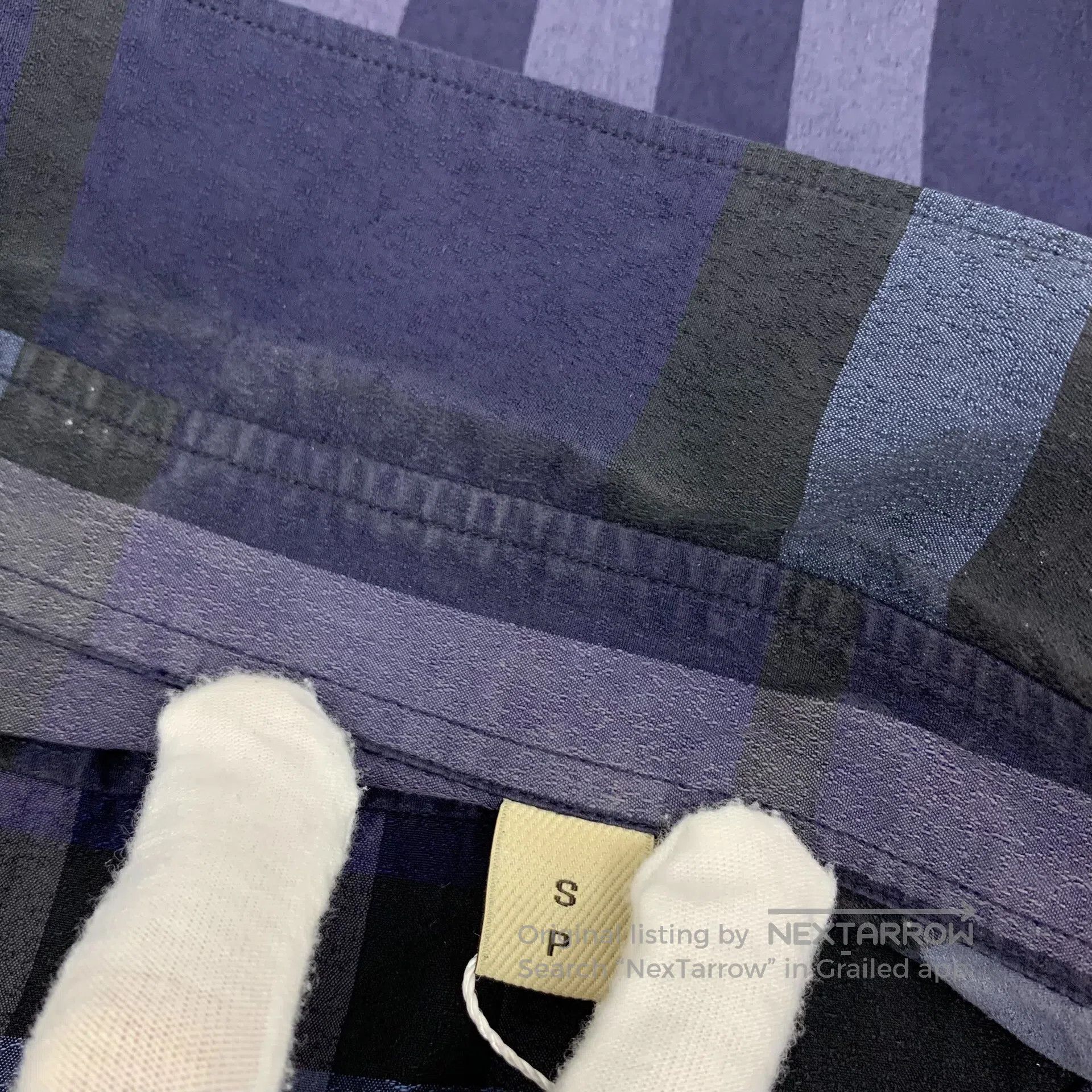Burberry Burberry Dark Blue Classic Plaid Design Cotton Lapel Long Size US S / EU 44-46 / 1 - 8 Thumbnail