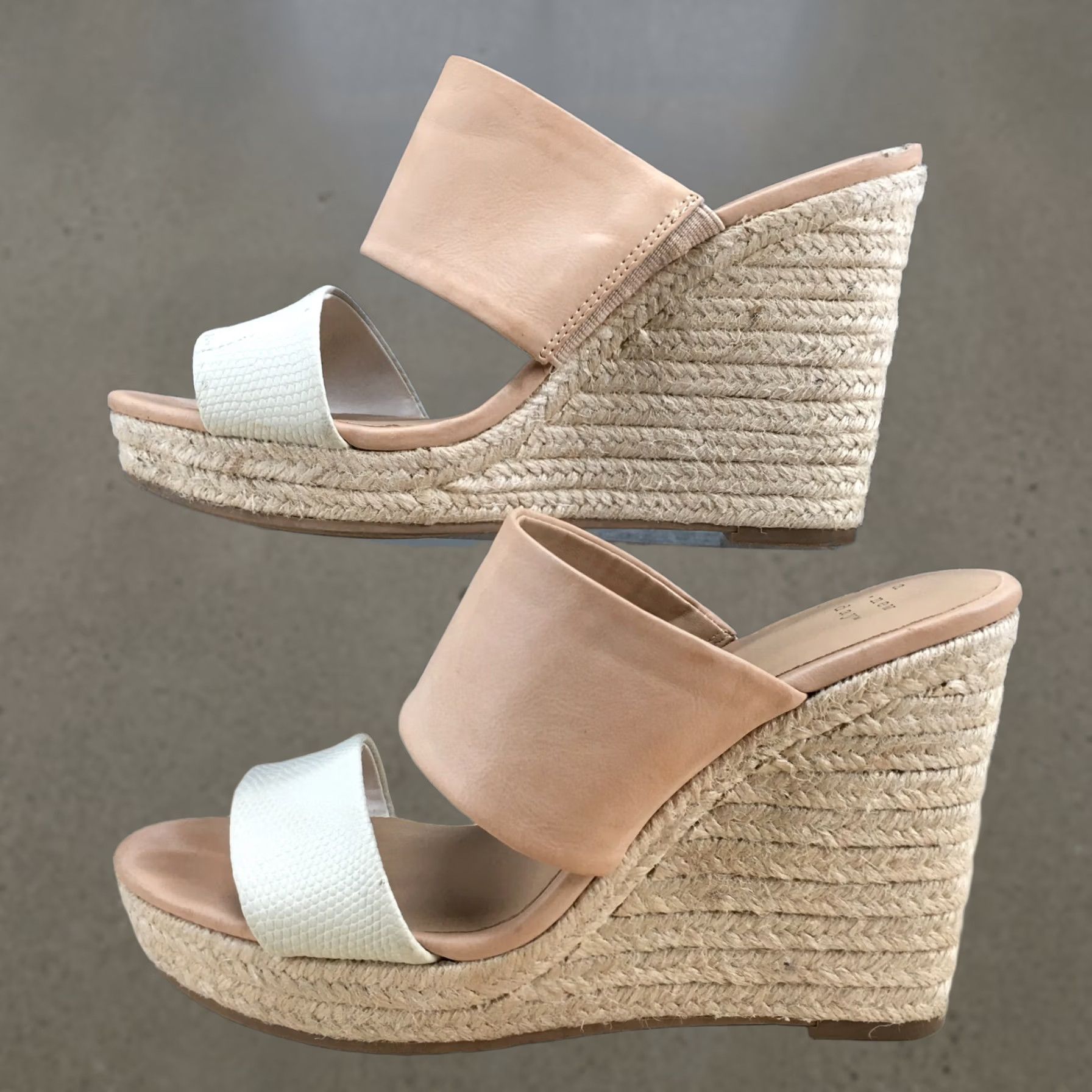 Vintage A New Day Sandals Womens 7.5 Adelina Espadrille Brown Faux Leather Wedge Heels Size US 8 / IT 38 - 1 Thumbnail