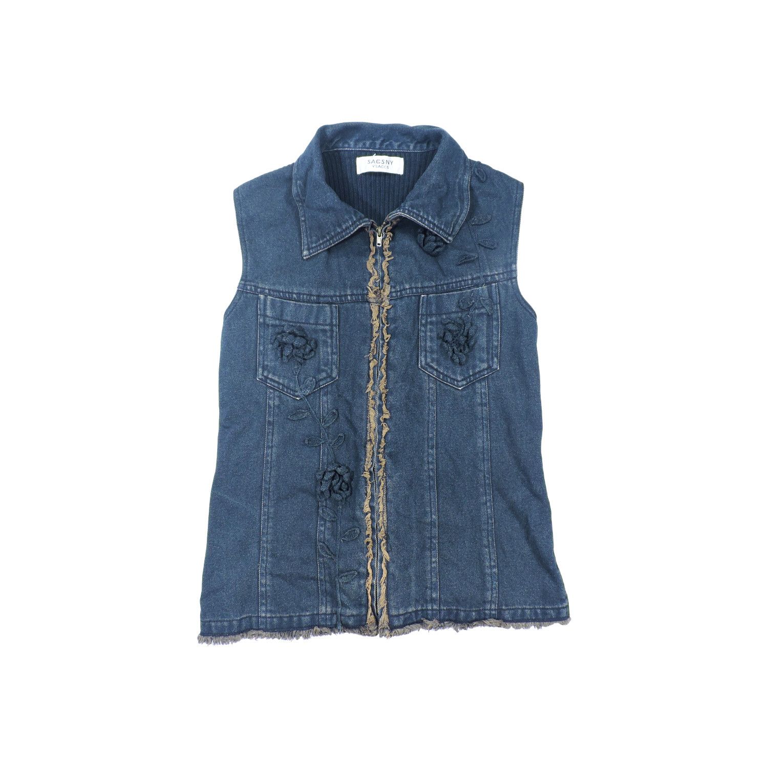 Yohji Yamamoto SACSNY Y'SACCS YOHJI YAMAMOTO EMBROIDERY FLOWER DENIM VEST Size M / US 6-8 / IT 42-44 - 1 Thumbnail