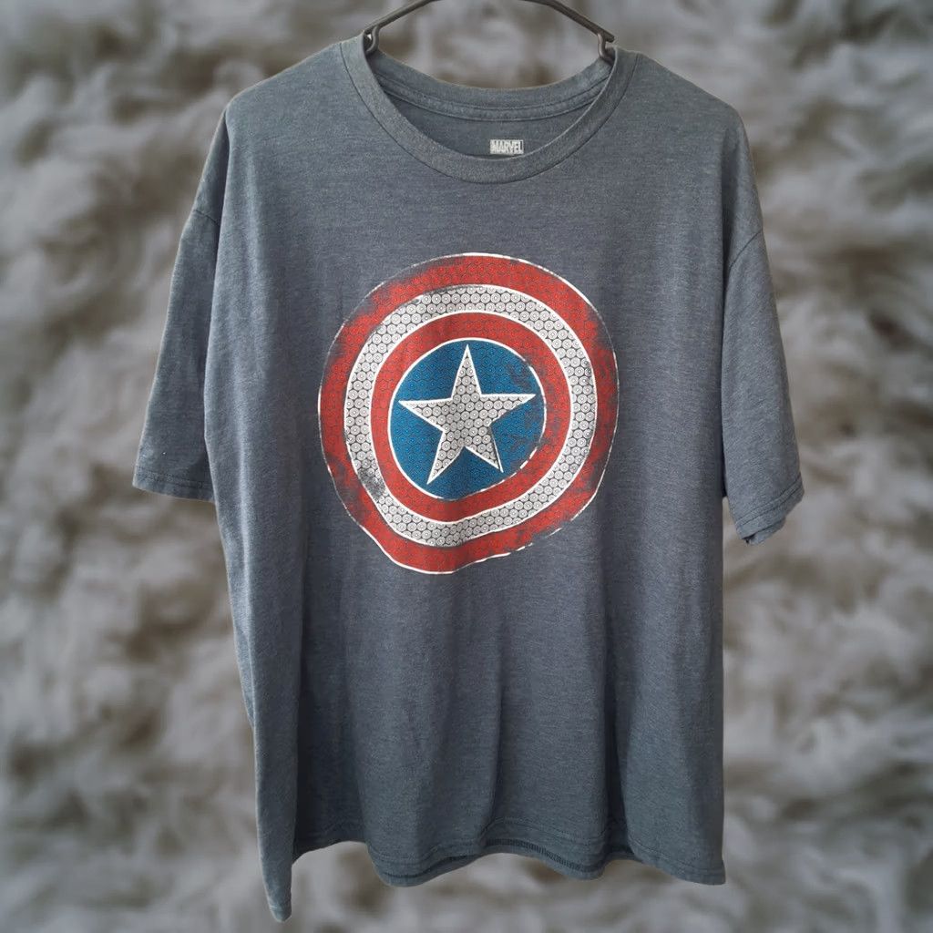 Vintage VINTAGE Captain America Shield 2XL Marvel T Shirt Crew Neck Short Sleeve Men Blue Cotton Size US XXL / EU 58 / 5 - 1 Thumbnail