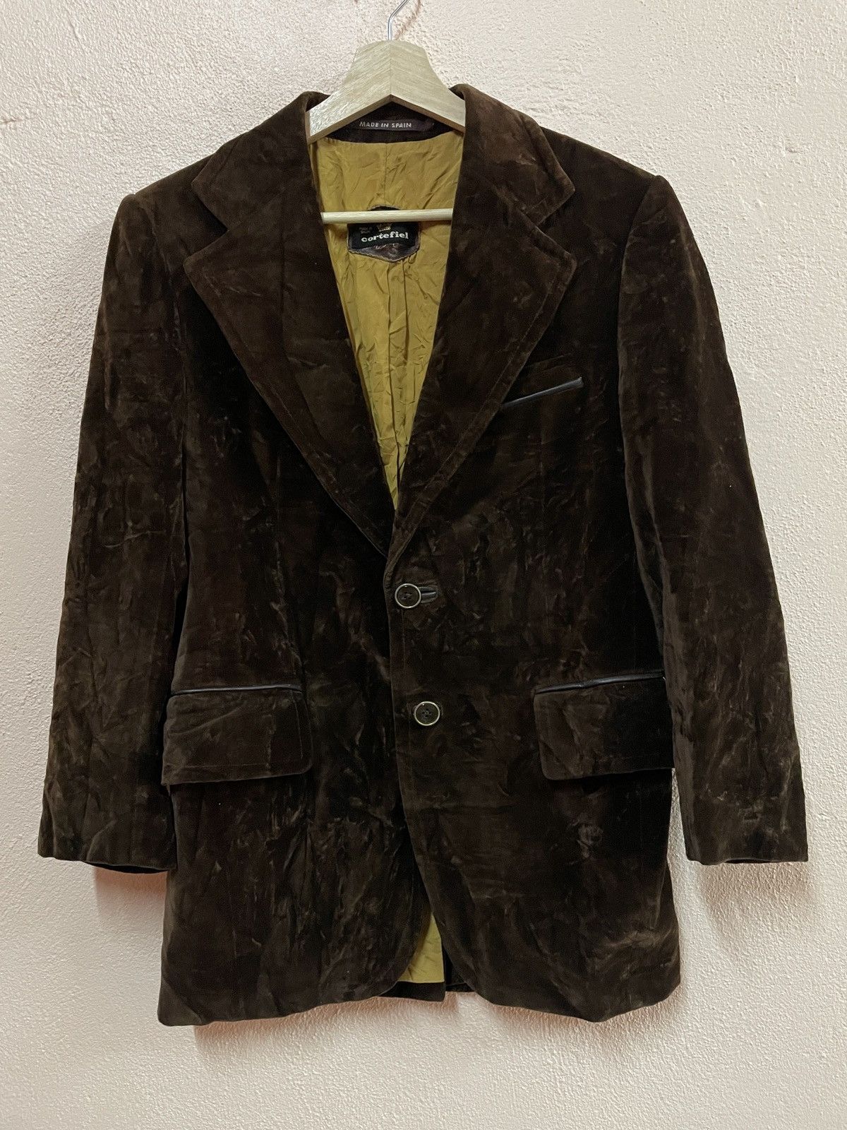 Designer × Vintage Vintage Cortefiel brown velvet coat jacket menswear sz38 Size 38S - 4 Thumbnail