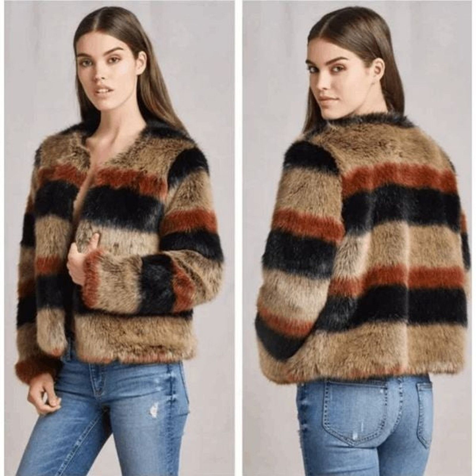 Anthropologie Tularosa Harkin Black Brown fur Jacket, Sz Small, MSRP $398 Size S / US 4 / IT 40 - 1 Thumbnail