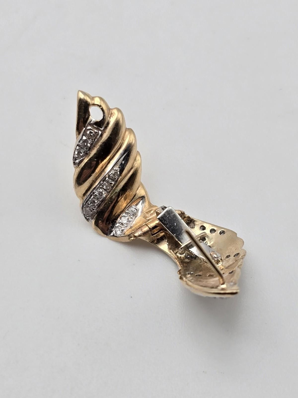 The Unbranded Brand Vintage 14k Yellow Gold Diamond Clip-On Earrings Hinged Size ONE SIZE - 4 Thumbnail