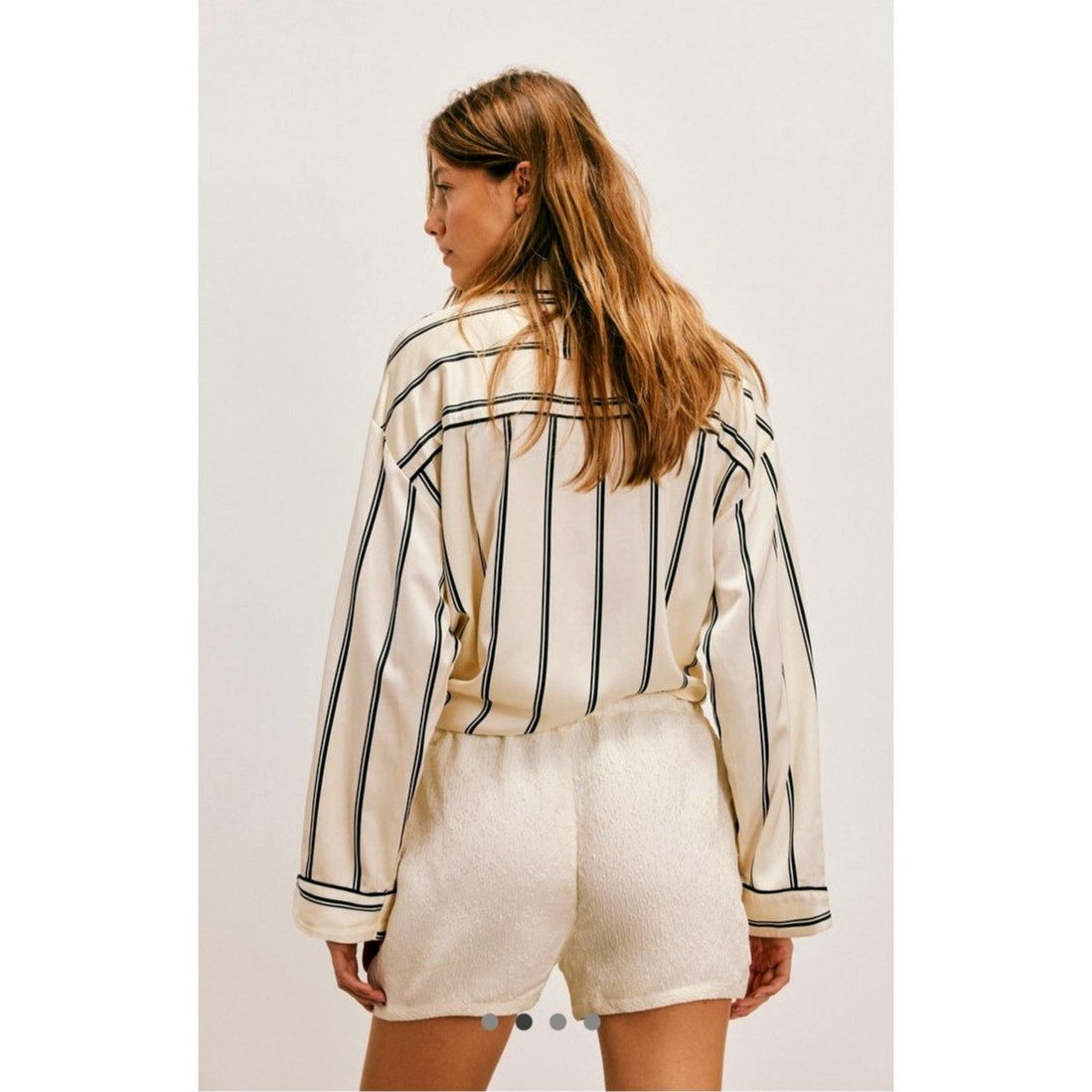 Free People Free People Pearl Satin Shorts Drawstring Waist Tofu L Size 33" - 5 Thumbnail