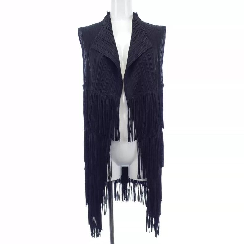 Issey Miyake Fringed long vest