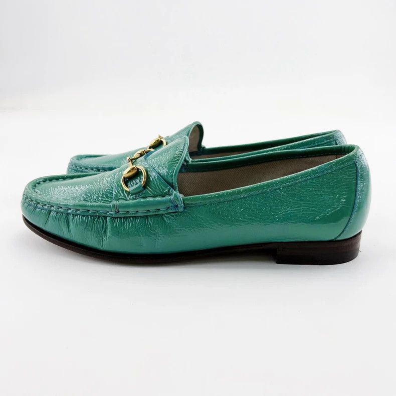 Gucci Gucci Green Leather Horsebit Loafers - dmc Size US 5.5 / EU 38 - 1 Thumbnail