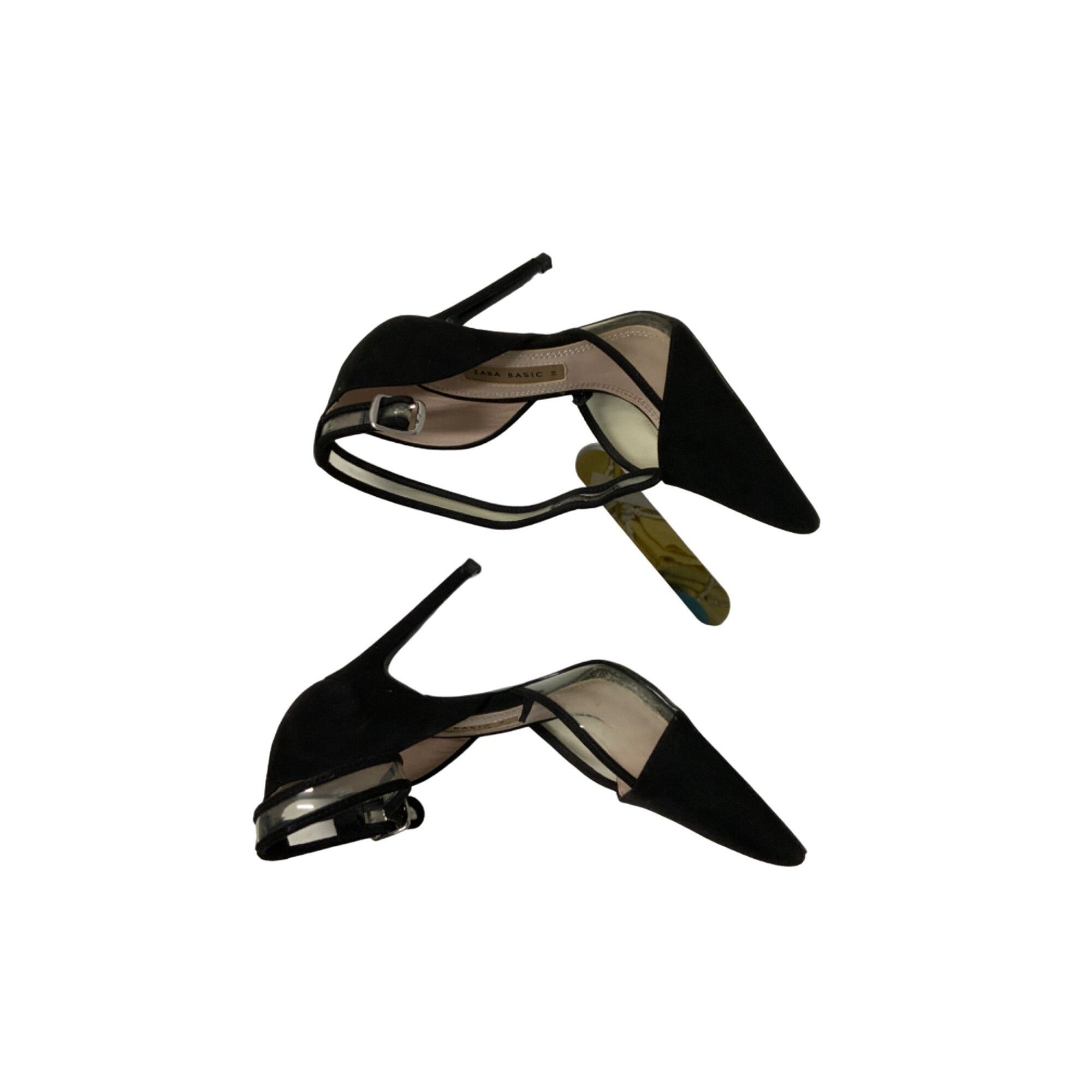 Zara Zara Black Sueded Heels With Clear Contrast Detail & Ankle S Size US 8 / IT 38 - 4 Thumbnail