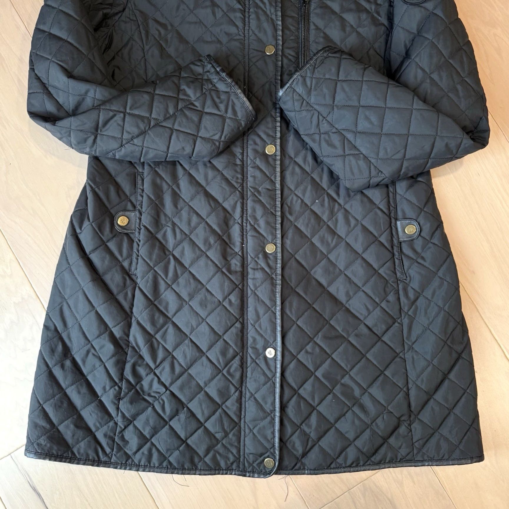 Ralph Lauren Lauren Ralph Lauren Quilted Coat Women's Large Black Full Zip Outerwear NYC Coat Size L / US 10 / IT 46 - 5 Thumbnail