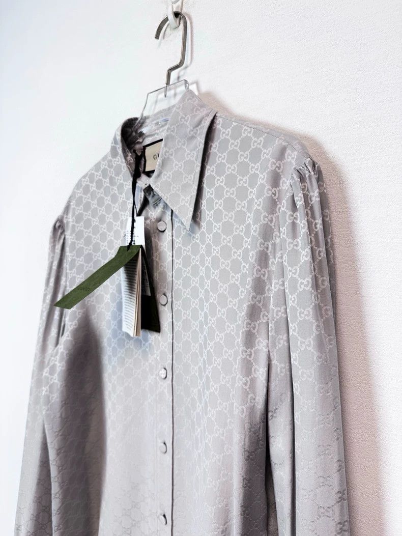 Gucci Gucci Size 14 New silk old flower full logo shirt 2503-Next Size US XS / EU 42 / 0 - 3 Thumbnail